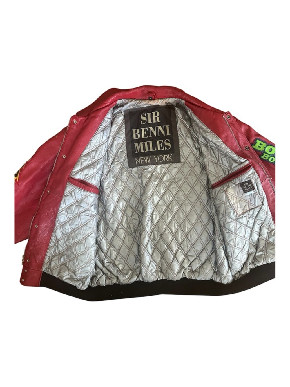 Sir Benni Miles Red Leather Patch Jacket XL MVP VIP Hustla Vintage Streetwear - Picture 5 of 15